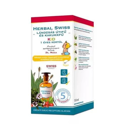 Herbal Swiss Kid 1 éves kortól folyékony étrendkiegészítő köhögésre (torok, garat) 150 ml